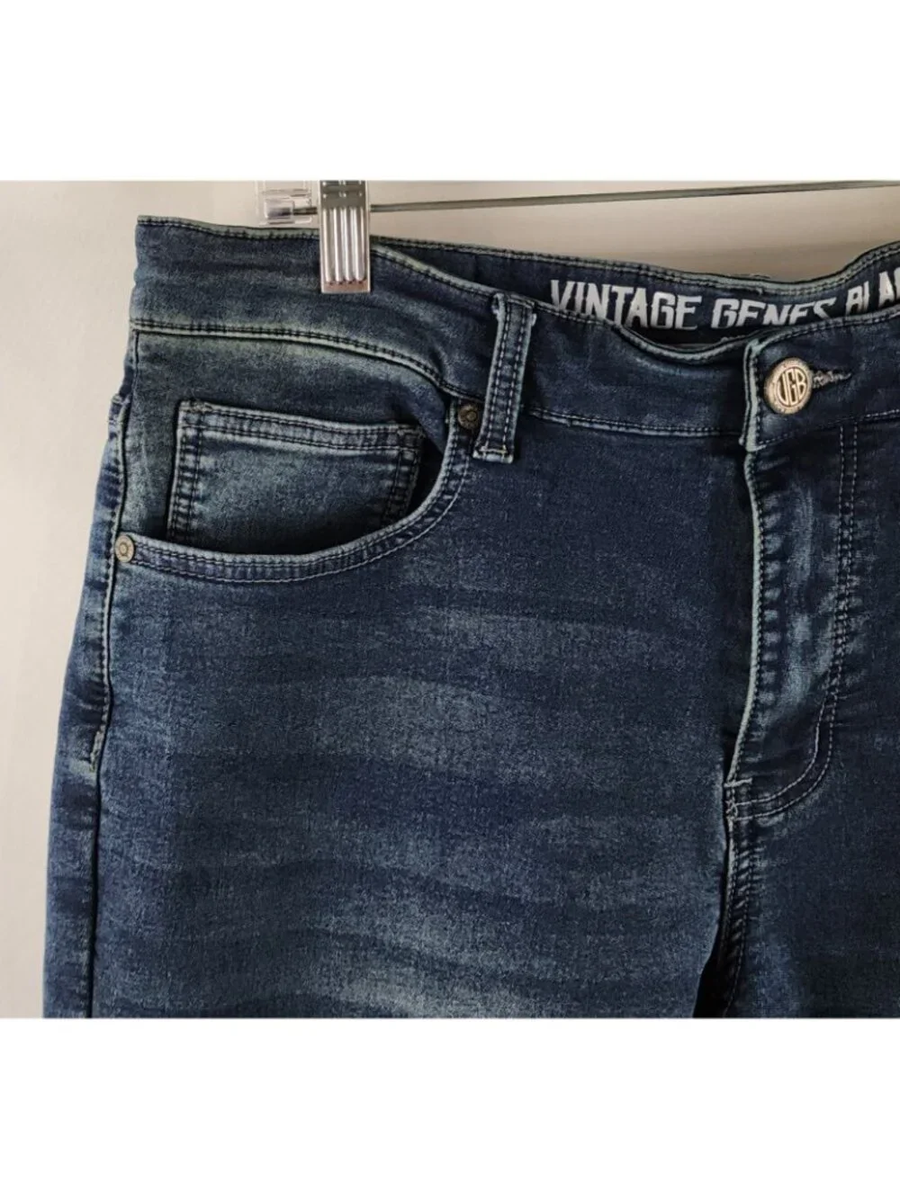 Vintage Genes Black Jeans Mens 36x30 Blue Slim Fit Denim